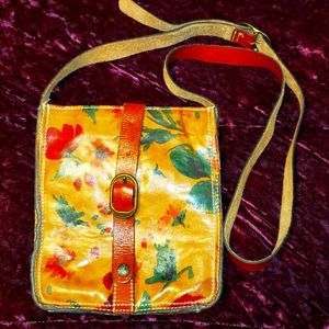 Patricia Nash Venezia Floral Poppies Leather Pouch Cross Body Bag